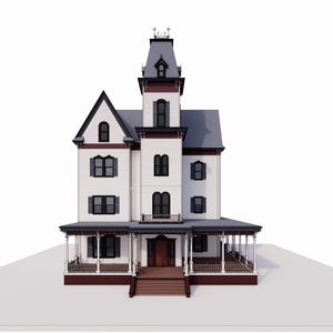 Victorian House 3D Model - Elegant 3 story with a large tower - SketchUp Only - Instant Download
