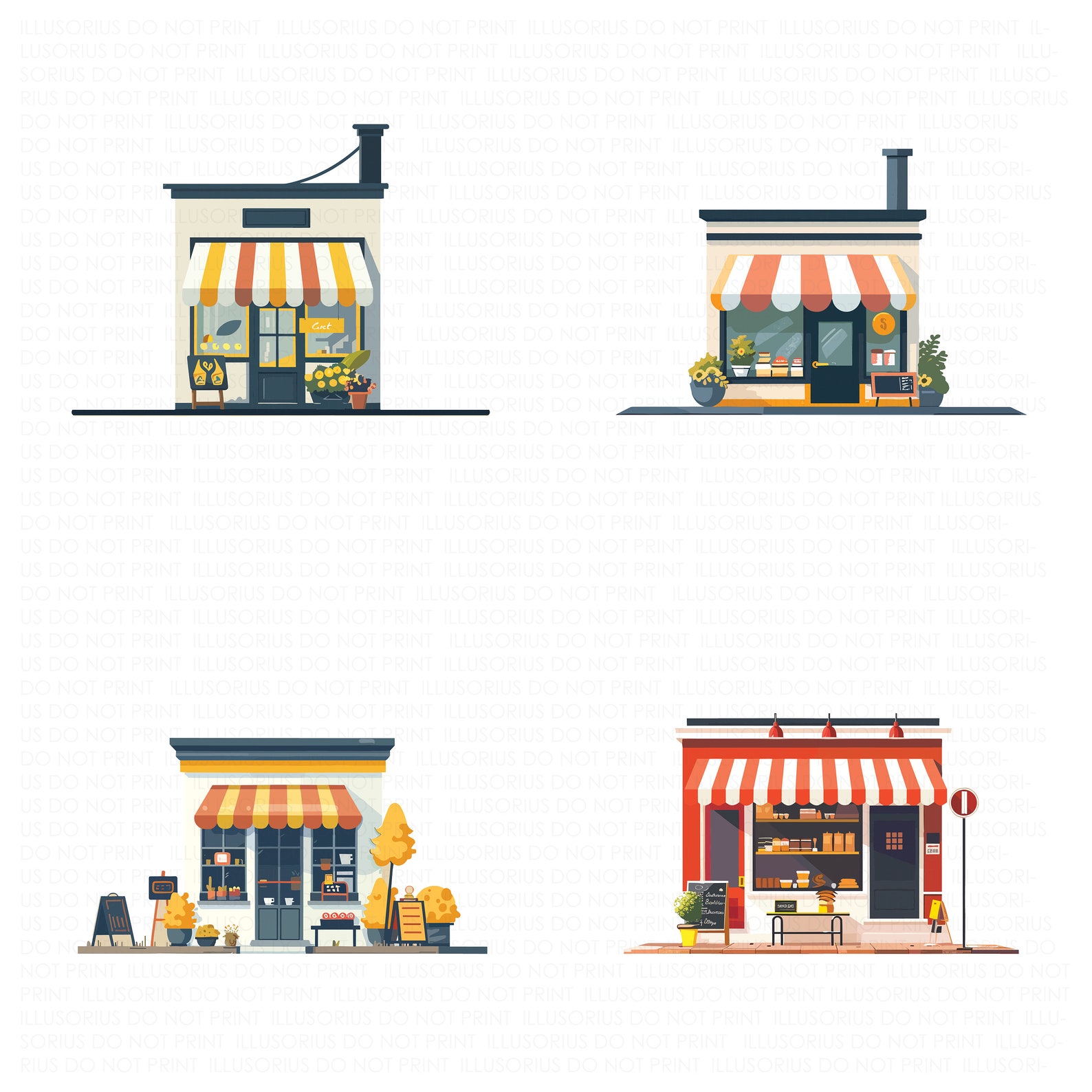 Colorful Storefront Clipart – 2D Small Shop Vector Graphics (digital ...