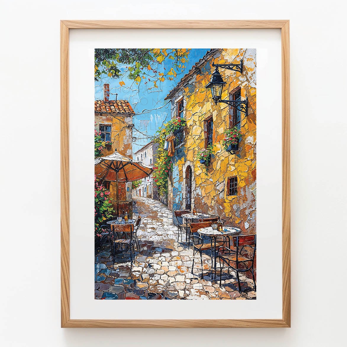 Italian Piazza Oil Painting – Streets of Italy, Printable Wall Art