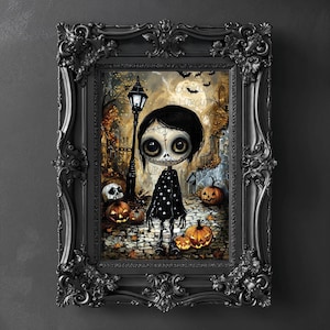Zombie in Fall, Printable Zombie Art, Rustic Halloween Decor, Art for Halloween, Zombie Drawing