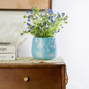 Light Blue Cute Planter - 6 Inch Planter, Modernized Pottery, Unique Planter with Modern Texture Design, Home Decor for Live Flowers/ Plants
