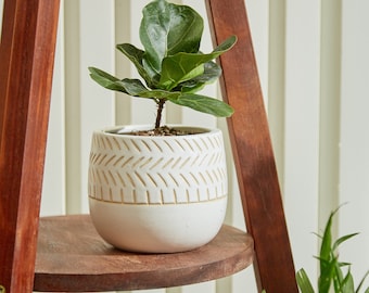Maceta de cerámica para interiores Vitruvian - Maceta pequeña de cerámica, maceta de cerámica hecha a mano, maceta para balcón, maceta de cerámica moderna, maceta para cactus.