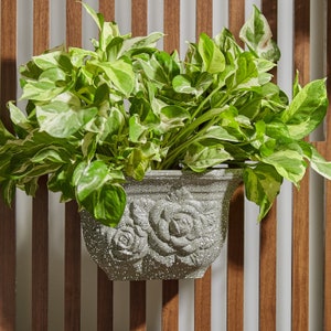 Jardiniere Wall Planter in Grey - Wall Pocket Planter for Plants - Boho Style Wall Decor