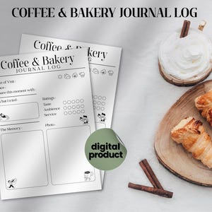 Diario di pasticceria e caffè stampabile / Diario di bordo minimalista per bar (planner digitale A4)