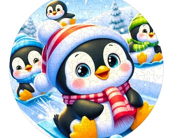 Rompecabezas de madera de pingüino: regalo ártico para el país de las maravillas invernales