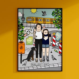 BETONBLICK I Personalisiertes Poster I Familienposter I Cartoonportrait I Familienporträt Cartoon I Personalisiertes Familienposter I Stadt