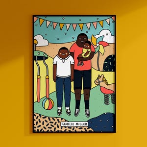 SPIELEN I Personalisierbares Poster I Familienposter I Cartoonportrait I Familyportrait I Custom-Art I Maßgeschneiderte Illustration