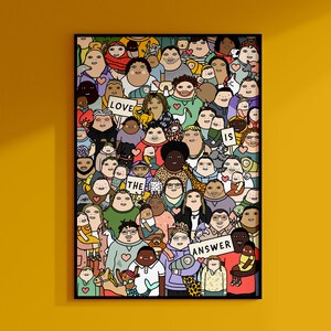 Love Is The Answer I Personalisierbares Poster I Illustration für sozialen Wandel I Individuelle Kunst für Solidarität I Protestplakat