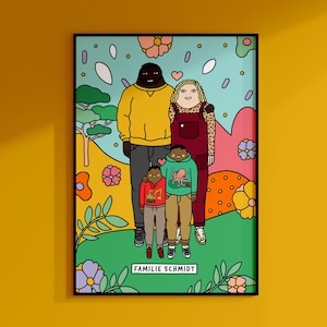 FRÜHLING I Personalisierbares Poster I Familienposter I Cartoonportrait I Familyportrait I Custom-Art I Maßgeschneiderte Illustration