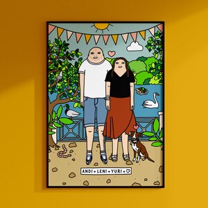 TEICHBLICK I Personalisierbares Poster I Familienposter I Cartoonportrait I Familyportrait I Custom-Art I Maßgeschneiderte Illustration