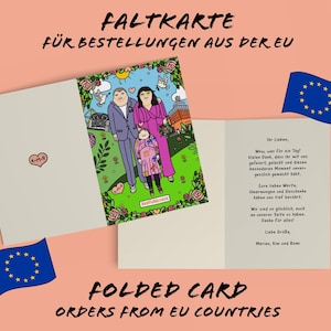 CARTA PIEGHEVOLE UE | Biglietto di ringraziamento | Ritratto | Illustrazione personalizzata | Biglietto d'auguri | Biglietto d'auguri amorevole Biglietto di ringraziamento