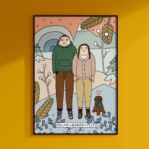WINTER I Personalisierbares Poster I Familienposter I Cartoonportrait I Familyportrait I Custom-Portrait-Art I Personalisiert Familienposter