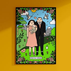 WEDDING I Personalisiertes Hochzeitsgeschenk I Geschenk für den Jahrestag I Familienporträt I Maßgeschneiderte Illustration I Liebe