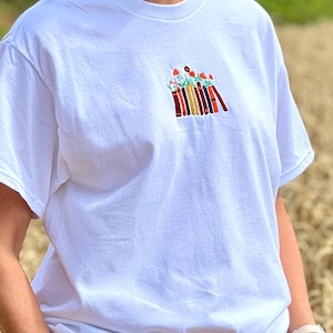 Embroidered Reading T-Shirt, Wildflower Book Shirt, Flower Shirt, Booktrovert, Book Lover Gift, Reader Shirt, Bookish Merch, Read More Books