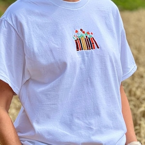 Embroidered Reading T-Shirt, Wildflower Book Shirt, Flower Shirt, Booktrovert, Book Lover Gift, Reader Shirt, Bookish Merch, Read More Books