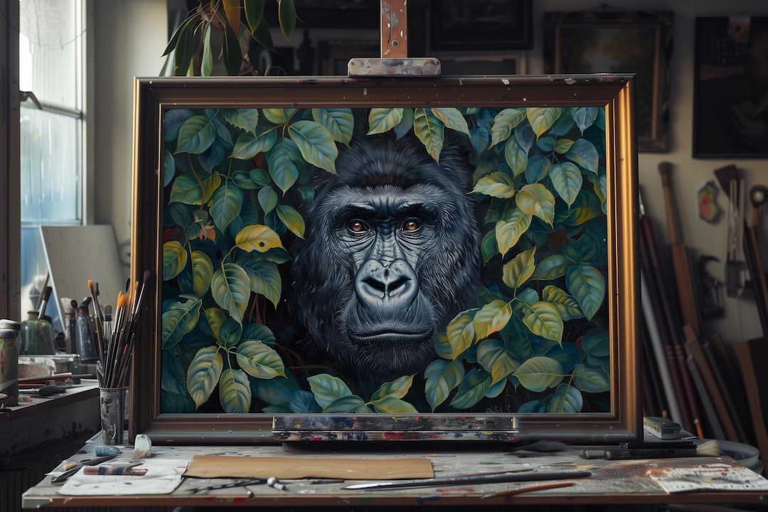 Fine Art Majestic Gorilla Oil Painting Silverback Jungle Wall Art fine-art-majestic-gorilla-oil-painting-silverback-jungle-wall-art