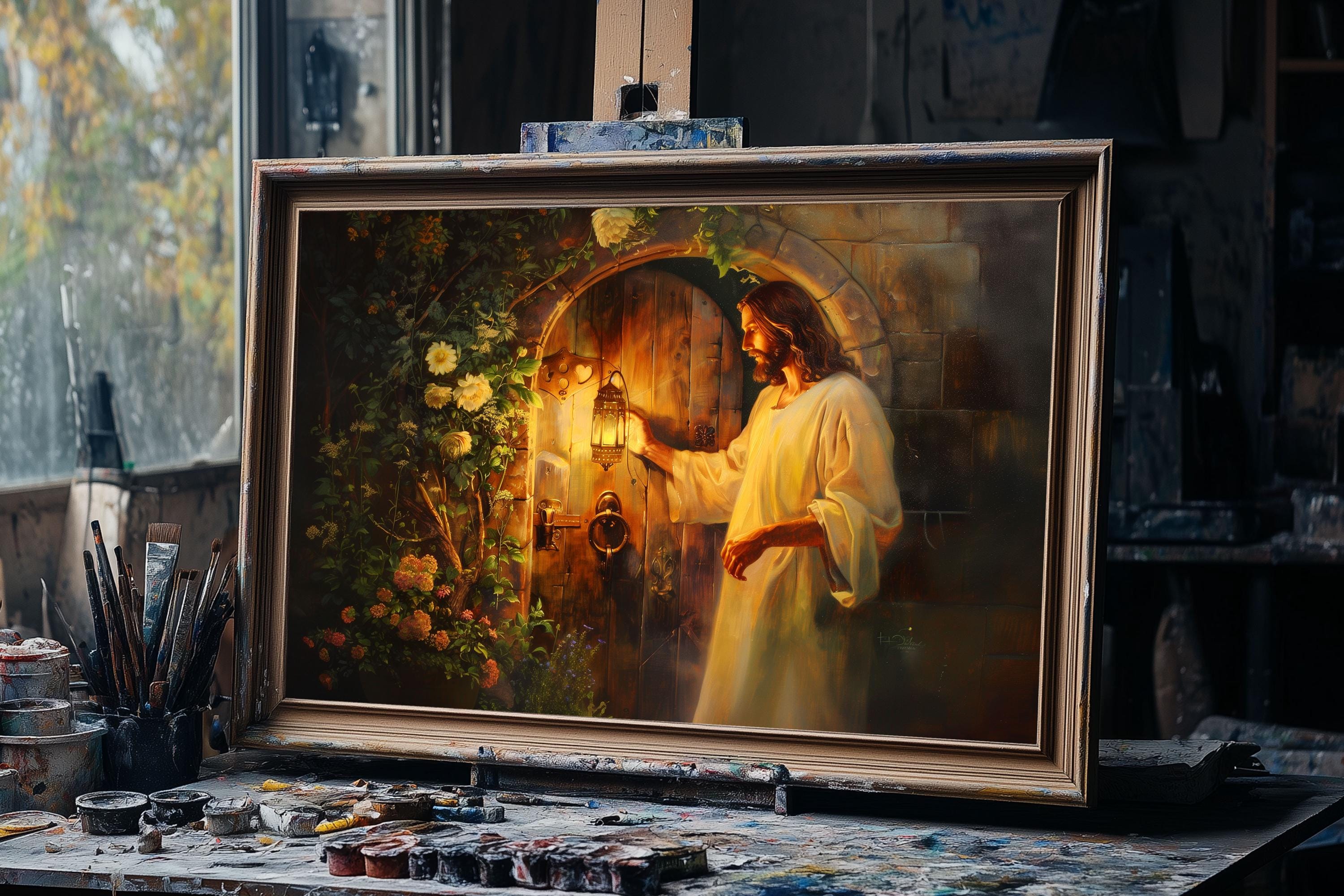 Fine Art Jesus Knocking at the Door Oil Painting – Christian Wall Art ...