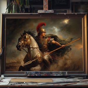 Fine Art Oil Painting Alexander the Great, Greek King Portrait, Historical Warrior Art, Hand-Painted Canvas, Classical Wall Decor Unframed