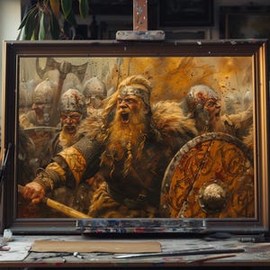 Fine Art Oil Painting Viking Warrior, Norse Hero Canvas Art, Medieval Nordic Wall Decor, Historical Norsemen Artwork, Viking Home Decoration