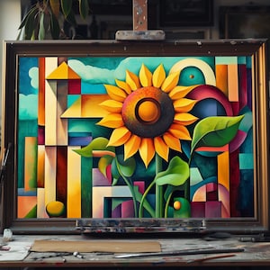 Fine Art Oil Painting Abstract Sunflower, No-Frame Oil Painting Canvas, Oil Painting Canvas Wall Art, Oil Painting Canvas Art Size 24x36in
