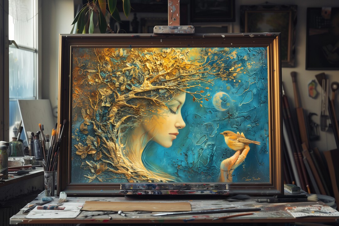 Fine Art Oil Painting Mother Nature, Hand-painted Gaia Goddess Portrait ...