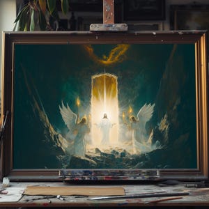 Fine Art Oil Painting of Jesus&#39; Resurrection – Hand-Painted Religious Art, Risen Christ Canvas, Christian Wall Decor, Easter Home Accent
