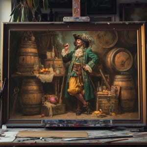 Fine Art Ölgemälde Piratenkapitän Porträt, Maritime Wandkunst, Seekapitän Dekor, Maritimes Kunstwerk, Ungerahmtes Ölgemälde Leinwanddekor