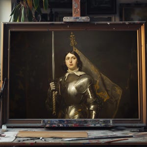 Fine Art Oil Painting Joan of Arc, Medieval Heroine Canvas Art, French Saint Warrior Wall Decor, Historical Female Figure Home Artwork Decor