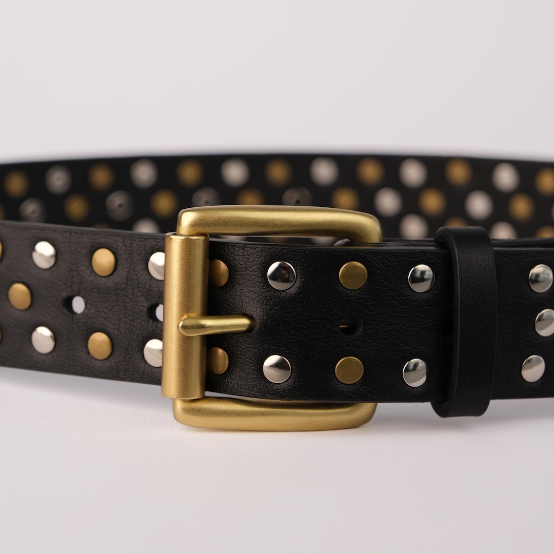 Black Multi-Buckle Studded Belt main image 0