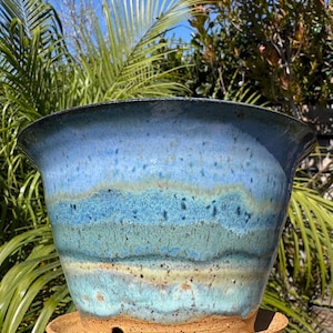 Handmade Planter Pots with Built-in Saucers & Drainage Holes, Hand-Painted Ocean-inspired Home Decor