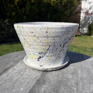 Handmade Planter Pots with Built-in Saucers & Drainage Holes, Hand-Painted Ocean-inspired Home Decor
