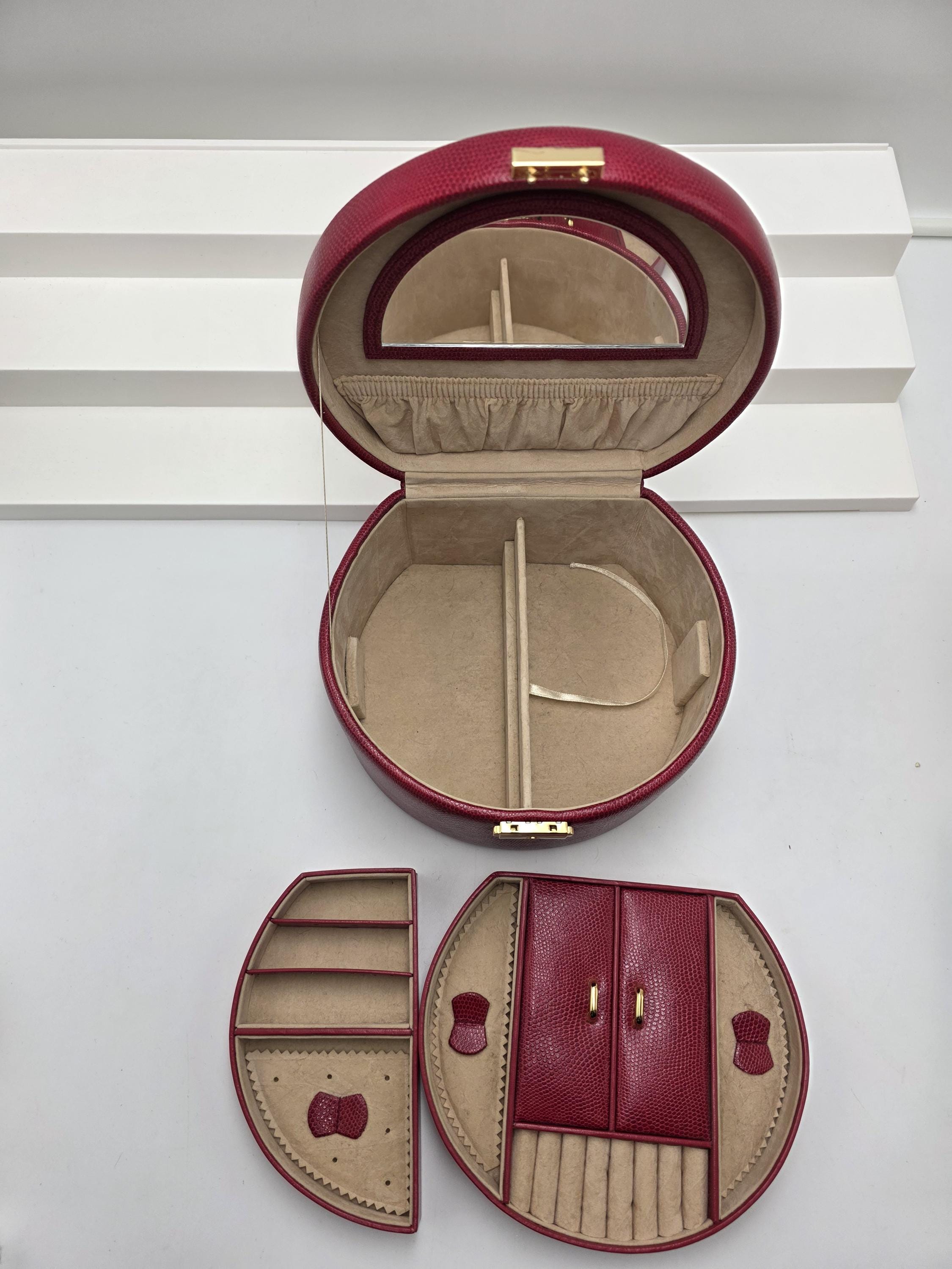Vintage WOLF Designs Red Pebbled Leather Jewelry Box – Locking