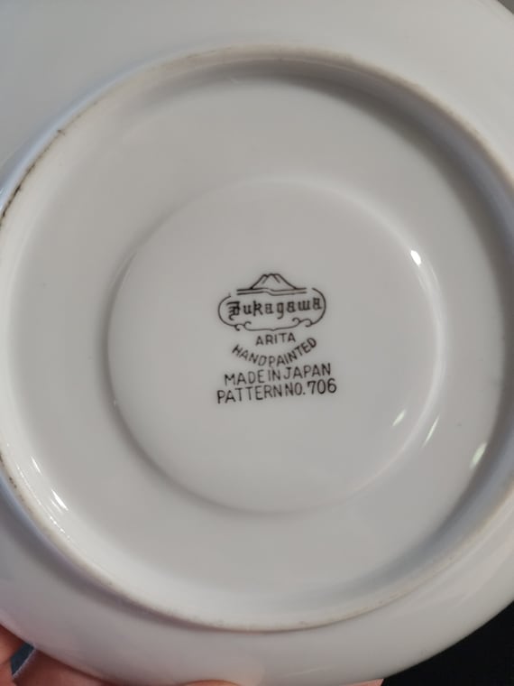 Fukagawa Arita Pattern 706 Moon Glow Black and Silver Plant 6 Cups