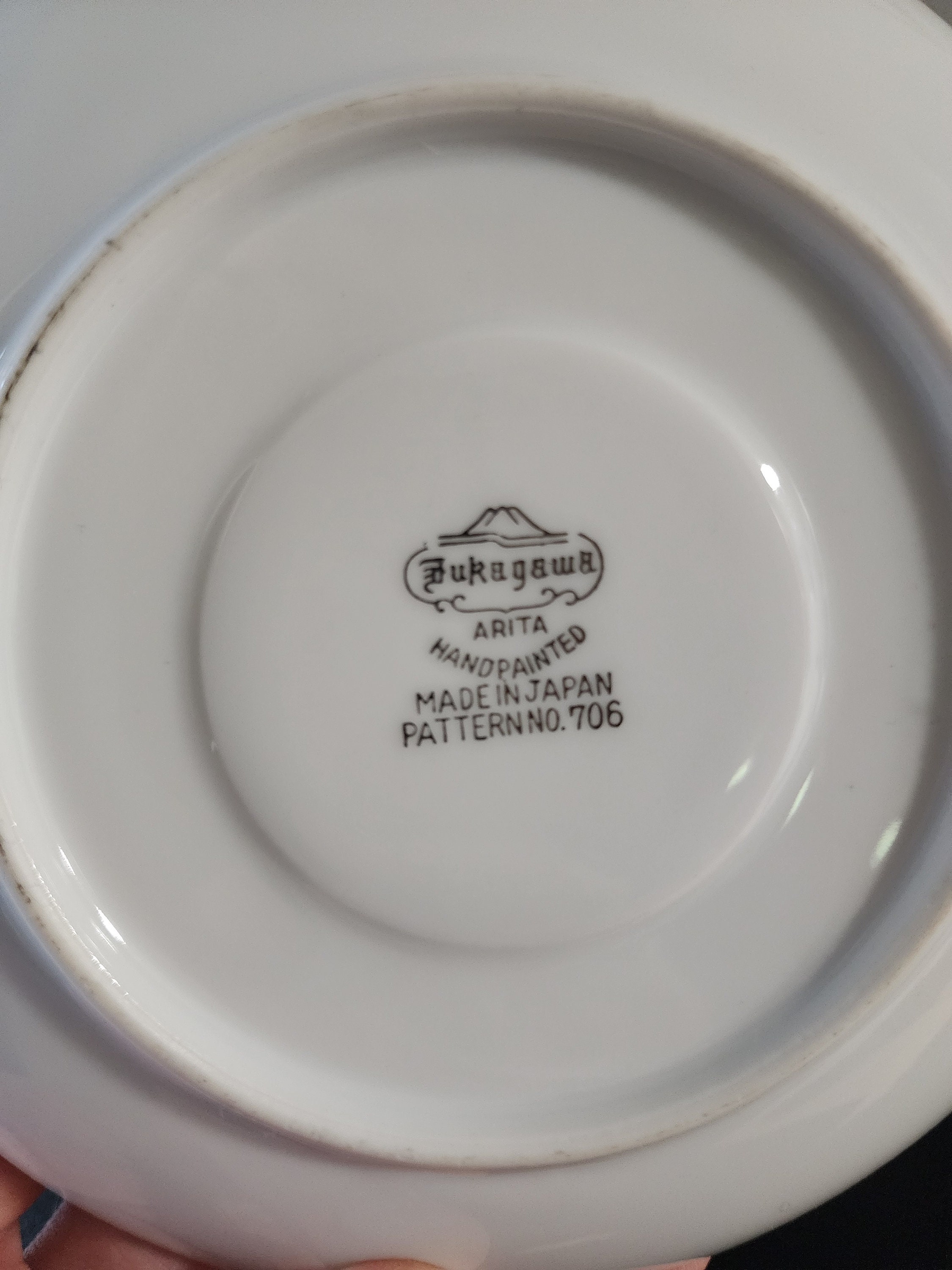 Fukagawa Arita Pattern 706 Moon Glow Black and Silver Plant 6 Cups