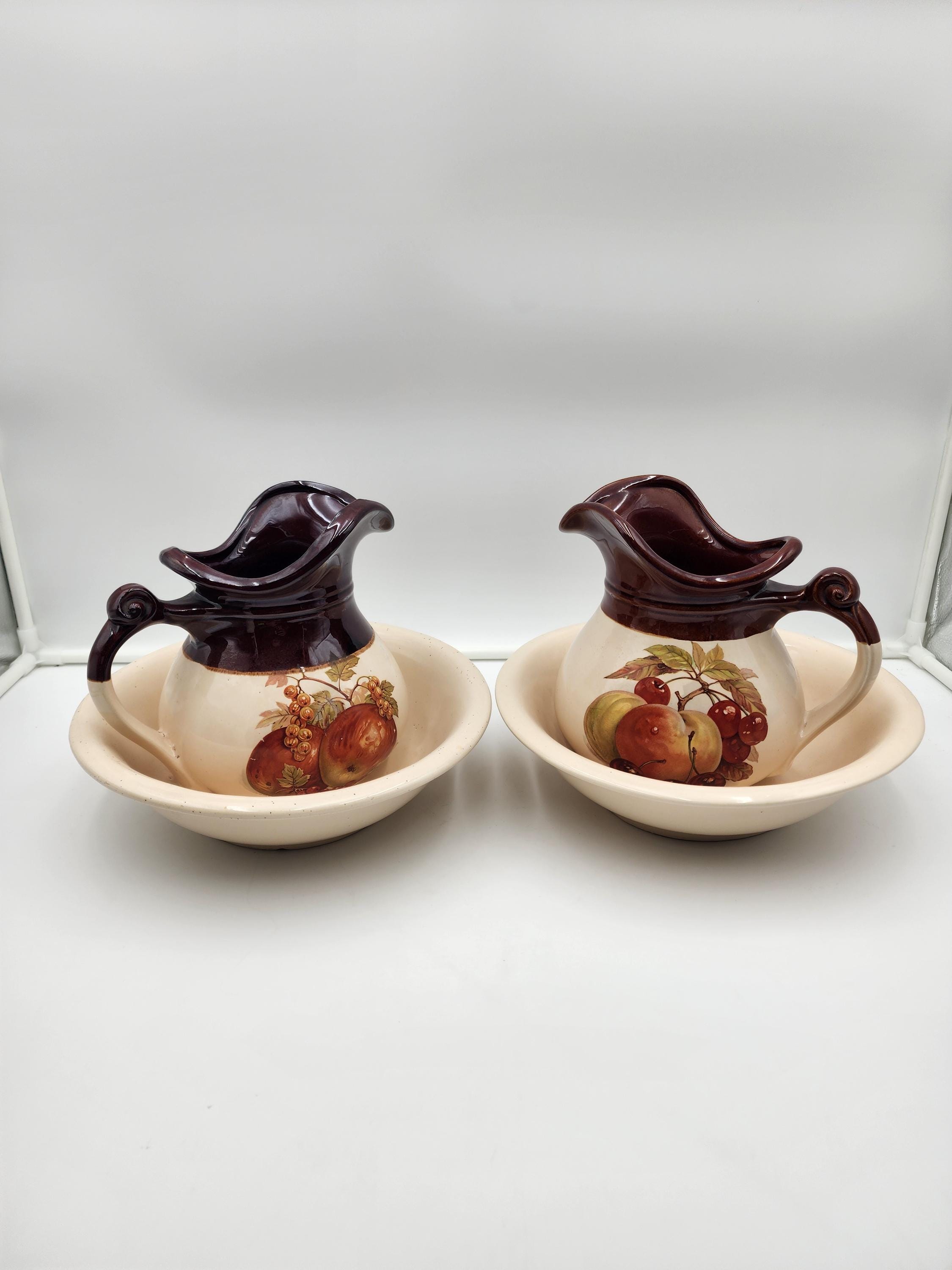 Vintage Mccoy Pottery Pitcher and Bowl Set, Fruit Festival 7515