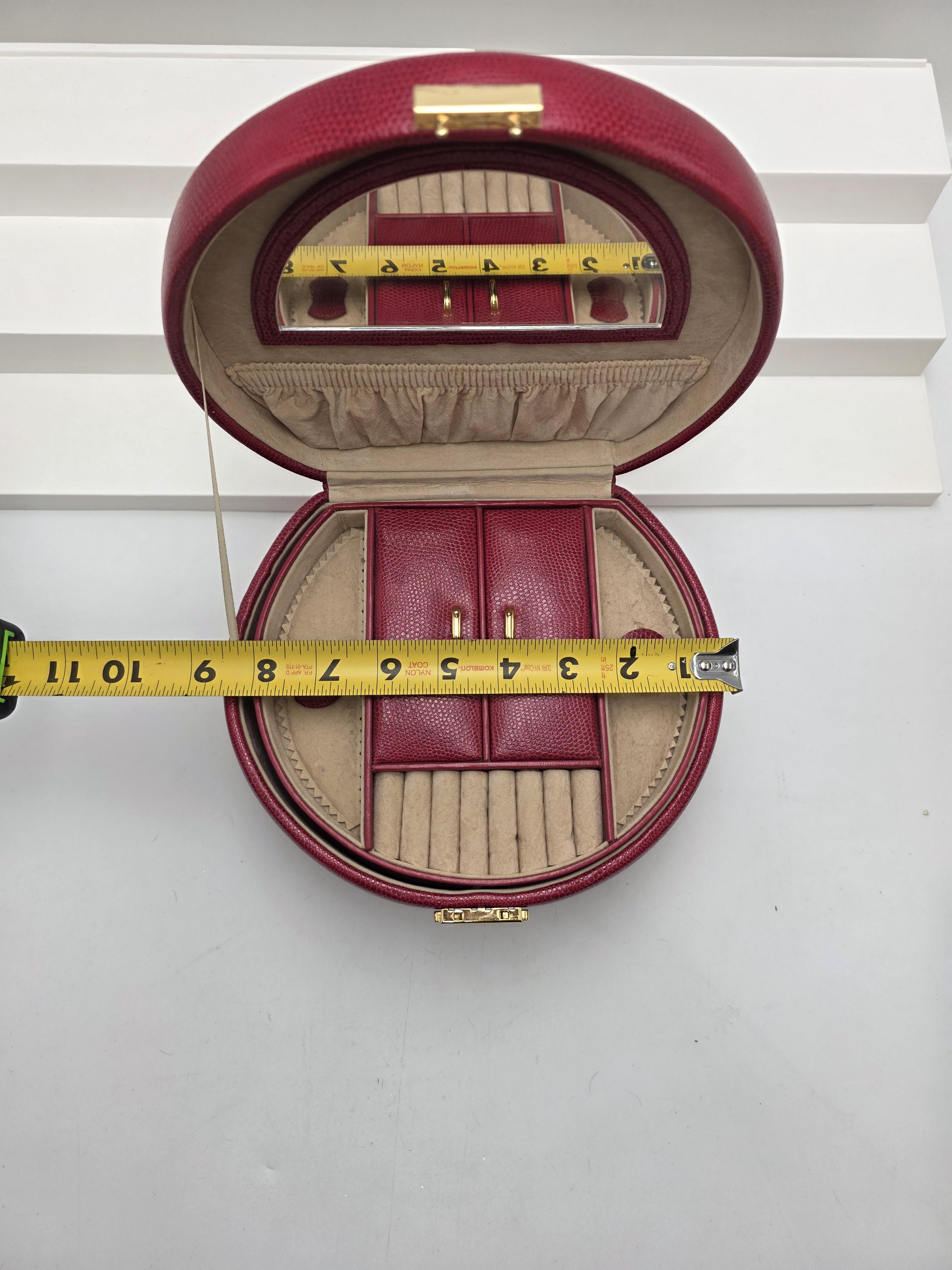 Vintage WOLF Designs Red Pebbled Leather Jewelry Box – Locking