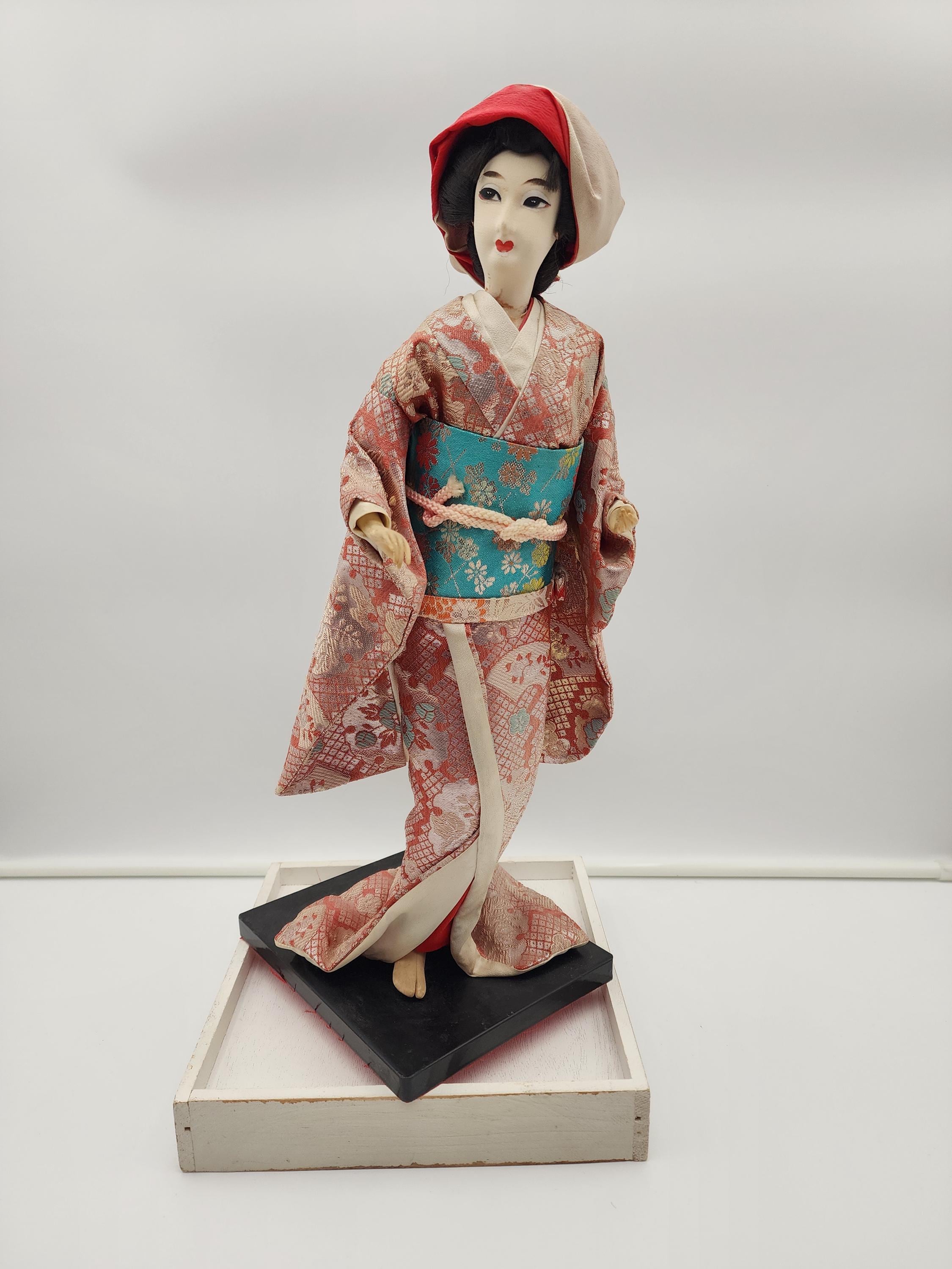 Japanese Vintage Red Patterned Silk Kimono Geisha Cloth Doll - Etsy