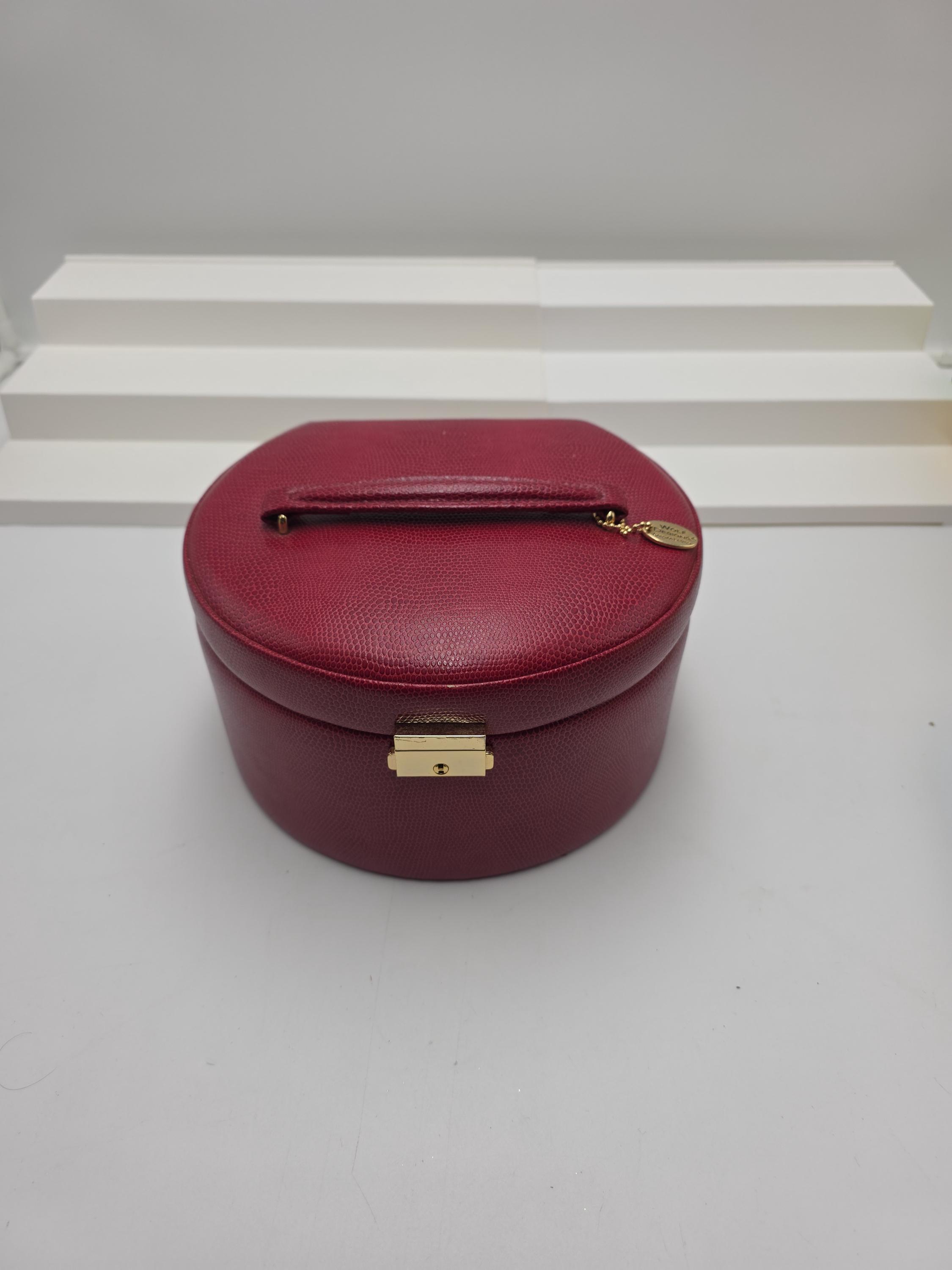 Vintage WOLF Designs Red Pebbled Leather Jewelry Box – Locking