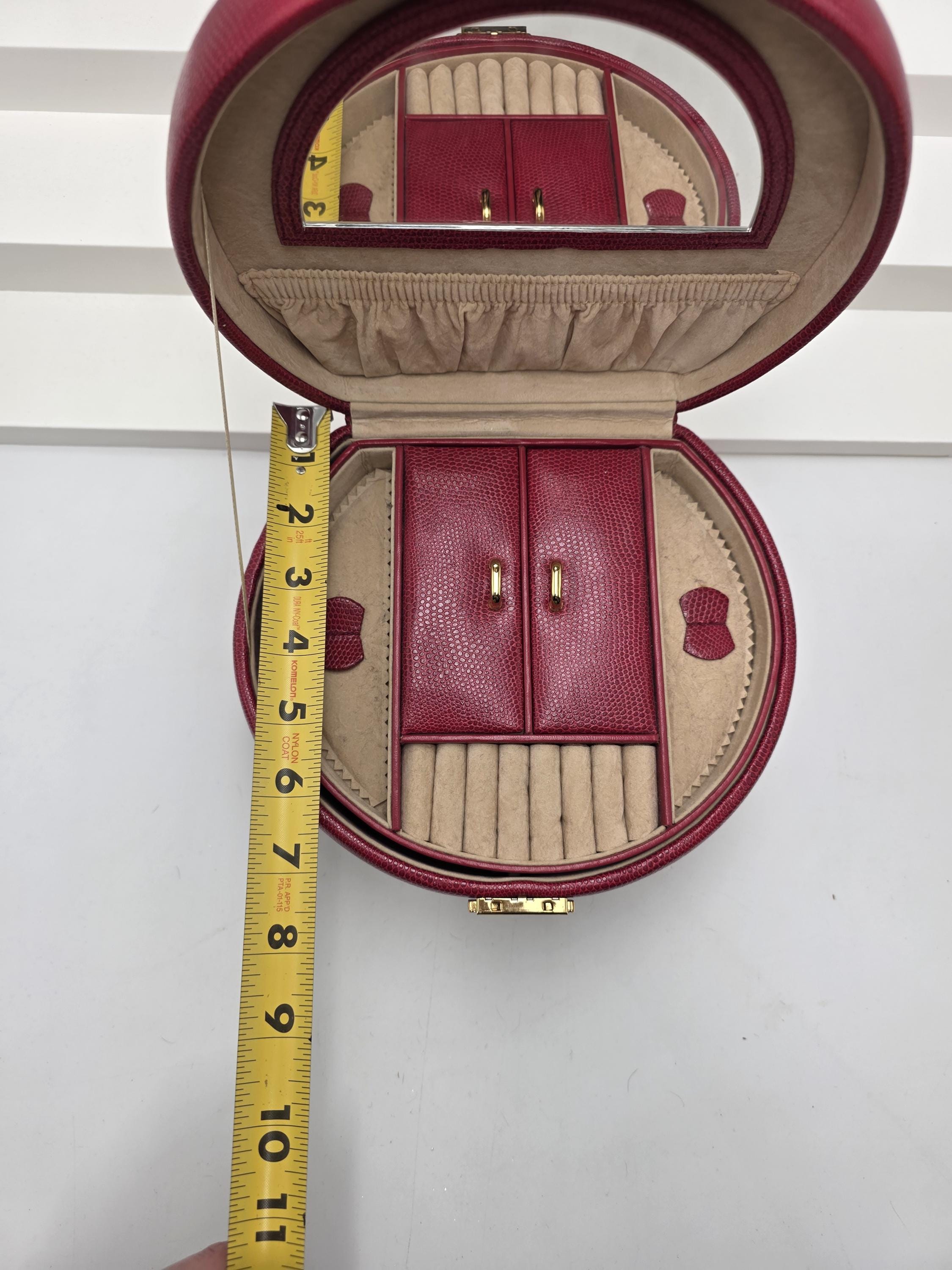Vintage WOLF Designs Red Pebbled Leather Jewelry Box – Locking