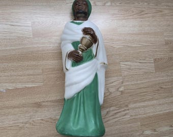 Vintage Empire Blow Mould Wise Man Krippe Grünes Gewand 22 "beleuchtete Weihnachtsdekoration