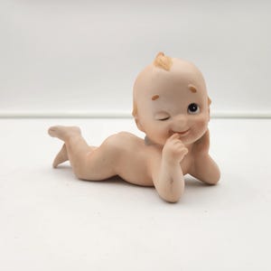 Kewpie Doll Piano Baby Mischievous Naughty Winking Blue Wings Lefton 02218