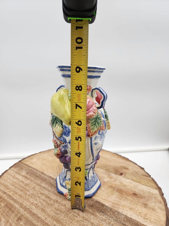 Vintage Fitz & Floyd Ambrosia Vase | Fruit Motif Majolica