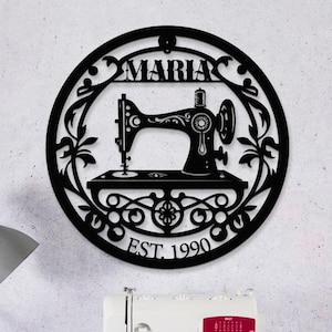 Gepersonaliseerde quiltbord voor kamerdecoratie, op maat gemaakt metalen bord naaien, cadeau voor oma, bord naaimachine, cadeau voor moeder, naambordje naaien