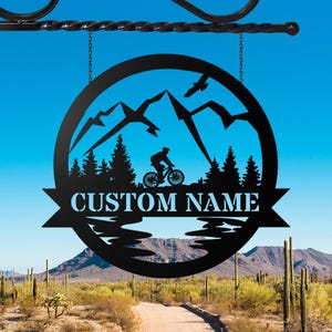 Mountain Bike Metal Sign, Cyclist Wall Art for Riders, Bike Wall Art, Custom Name Sign for Mountain Bikers,Mountain Biking Sign,Cyclist Gift