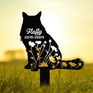 Personalized Cat Garden Memorial Stake, Cat Memorial Sign, Cat Grave Marker, Metal Garden Stake, Garden Decor, Cat Loss Gift, Sympathy Sign