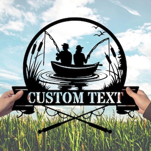 Custom Fishing Couple Metal Sign, Fishing Couple Wall Art, Cabin Decor, Fishing Couple Gift, Romantic Lake House Wall Art, Anniversary Gift