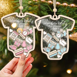 Babys erste Weihnachten Ornament 2024, Baby 1. Weihnachten Ornament, Baby Name, 4D Shake Babys Ornament, Baby Junge, Baby Mädchen Neugeborene Geschenk
