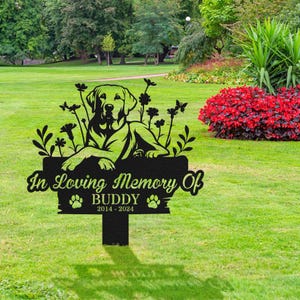 Personalized Dog Memorial Metal Stake, Labrador Retriever Gift, Pet Grave Marker, Remembrance Stake, Labrador Retriever Sign, Sympathy Sign