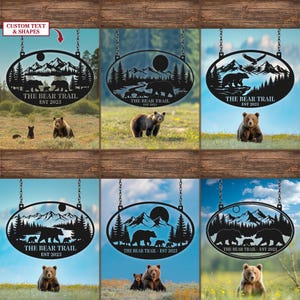 Bear Metal Sign, Personalized Bear Family Sign, Bear Cabin Sign, Hunting Metal Sign, Hunter Cabin Sign, Lodge Sign, Hunting Gift,Cabin Decor