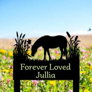 Custom Memorial Metal Sign, Horse Memorial Garden Sign, Garden Stake for Pet Tribute, Pet Grave Marker for Horse Lovers, Pet Loss Tribute